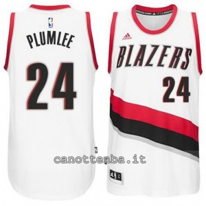 maglia mason plumlee #24 portland trail blazers 2014-2015 bianca