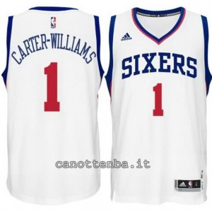 maglia michael carter-williams #1 philadelphia 76ers 2015 bianca