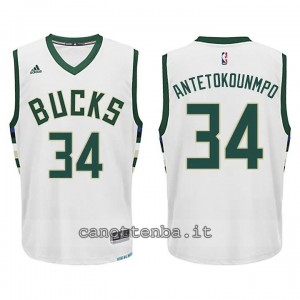 maglia nba bambino milwaukee bucks giannis antetokounmpo #34 bianca