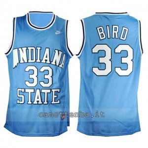 maglia ncaa indiana state larry bird #33 blu