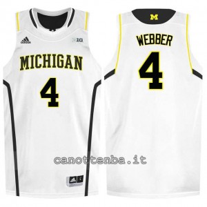 maglia ncaa michigan wolverines chris webber #4 bianca