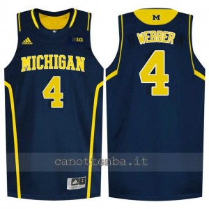 maglia ncaa michigan wolverines chris webber #4 blu