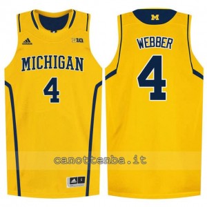 maglia ncaa michigan wolverines chris webber #4 giallo