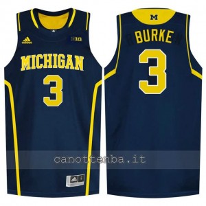 maglia ncaa michigan wolverines trey burke #3 blu