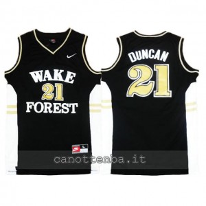 maglia ncaa wake forest demon deacons tim duncan #21 nero