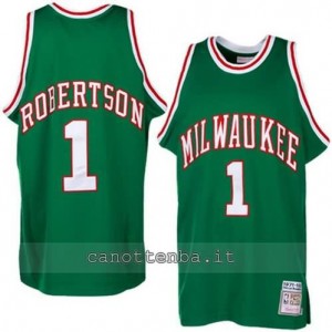 maglia oscar robertson #1 milwaukee bucks verde