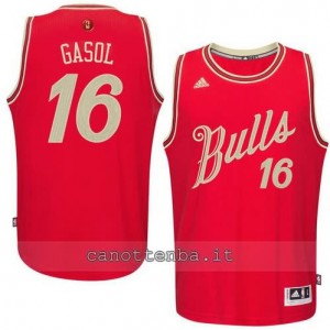 maglia pau gasol #16 chicago bulls natale 2015 rosso