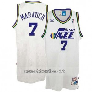 maglia pete maravich #7 utah jazz bianca