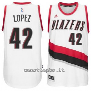 maglia robin lopez #42 portland trail blazers 2014-2015 bianca