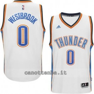 maglia russell westbrook #0 oklahoma city thunder 2014-2015 bianca