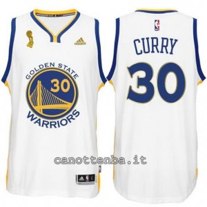 maglia stephen curry #30 golden state warriors campioni 2015 bianca