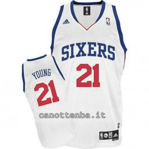 maglia thaddeus young #21 philadelphia 76ers revolution 30 bianca