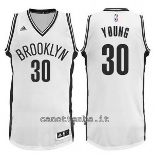 maglia thaddeus young #30 brooklyn nets revolution 30 bianca