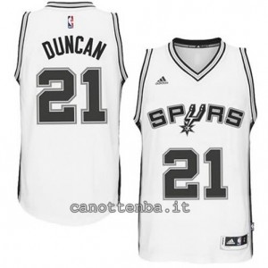 maglia tim duncan #21 san antonio spurs 2014-2015 bianca