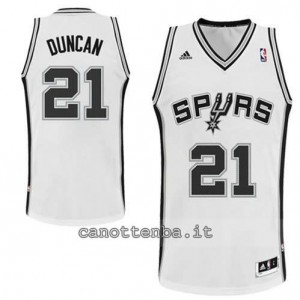 maglia tim duncan #21 san antonio spurs revolution 30 bianca