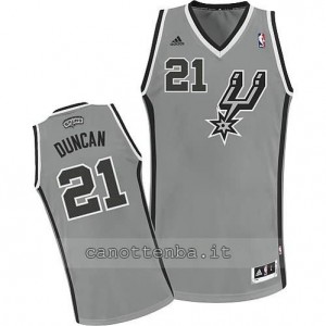 maglia tim duncan #21 san antonio spurs revolution 30 grigio