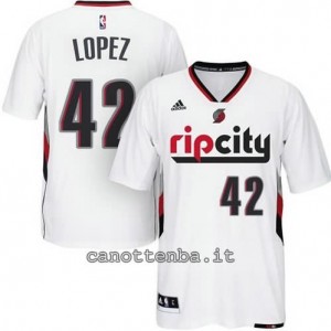 maglietta robin lopez #42 portland trail blazers 2014-2015 bianca