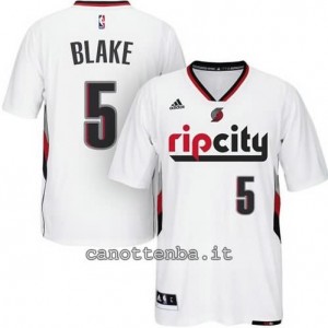 maglietta steve blake #5 portland trail blazers 2014-2015 bianca