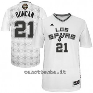 maglietta tim duncan #21 san antonio spurs 2014 bianca