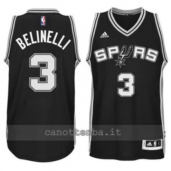 maglia marco belinelli 3 san antonio spurs 2014 2015 nero e Canotte NBA Vendite Online NBA Store Italia