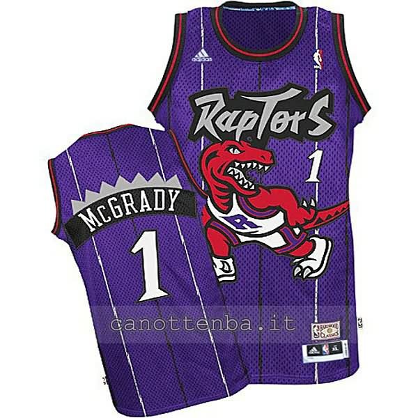 Smanicati basket maglia nba bambino toronto raptors tracy McGrady 1 porpora. canottebasket